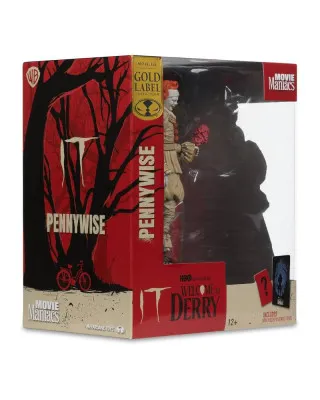 Action Figure IT: Welcome To Derry- Movie Maniacs PVC - Pennywise (Flashback) - Gold Label