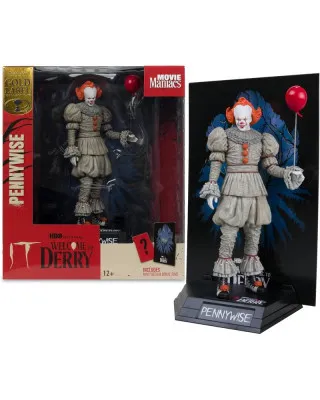 Action Figure IT: Welcome To Derry- Movie Maniacs PVC - Pennywise - Gold Label