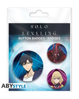 Bedževi AbyStyle - Solo Leveling - Igris, Jinwoo & Cha Hae In - Badge Pack 