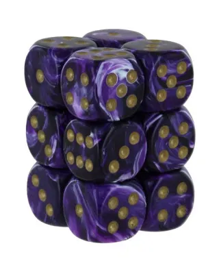 Kockice Chessex - Borealis - Luminary - Royal Purple & Gold - Dice Block12mm (36) 