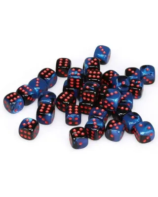 Kockice Chessex - Gemini - Black-Starlight & Red12mm (36) 