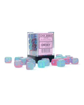 Kockice Chessex - Gemini - Luminary - Gel Green-Pink & Blue12mm (36) 