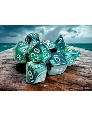 Kockice Chessex - Polyhedral - Lustrous - Neptune & Grey (7) 