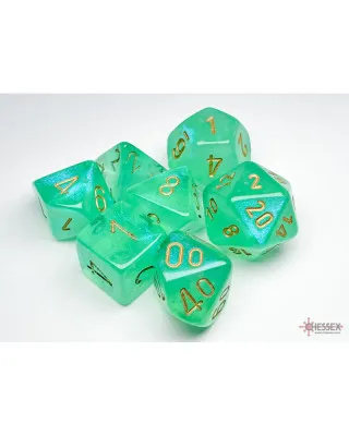 Kockice Chessex - Borealis- Light Green & gold - Role Playing 7 Dice Set