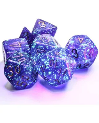 Kockice Chessex - Borealis - Polyhedral - Luminary - Royal Purple & Gold (7) 