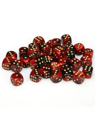 Kockice Chessex - Gemini - Black-Red & Gold12mm (36) 