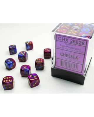 Kockice Chessex - Gemini - Blue-Purple & Gold - Dice Block 12mm (36) 