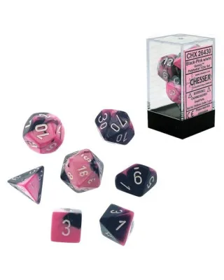 Kockice Chessex - Gemini - Polyhedral - Black-Pink & White (7)