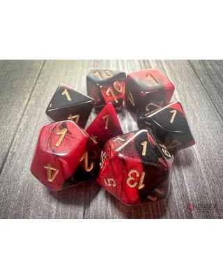Kockice Chessex - Gemini - Polyhedral - Black-Red & Gold (7)