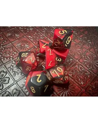 Kockice Chessex - Gemini - Polyhedral - Black-Red & Gold (7)