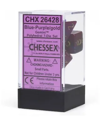 Kockice Chessex - Gemini - Polyhedral - Blue-Purple & Gold (7) 