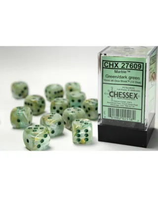 Kockice Chessex - Marble - Green-Dark Green - Dice Block 16mm (12) 