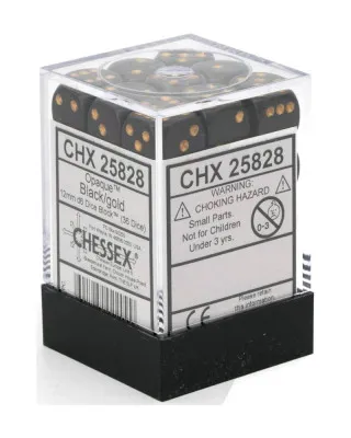 Kockice Chessex - Opaque - Black & Gold - Dice Block (36) 12mm 