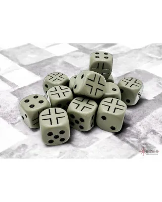 Kockice Chessex - Opaque - Germany War Dice - Dark Grey-Black - Dice Block 16mm (12) 