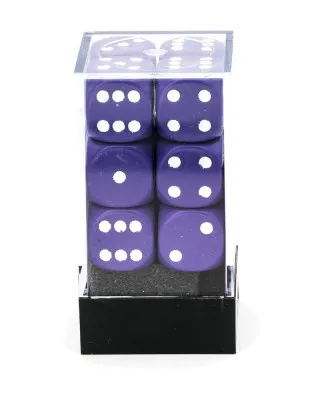 Kockice Chessex - Opaque - Purple & White - Dice Block (12) 16mm 