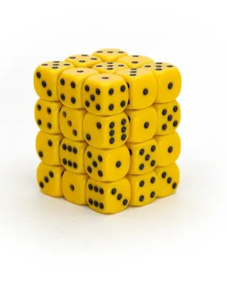 Kockice Chessex - Opaque - Yellow & Black - Dice Block (36) 12mm 