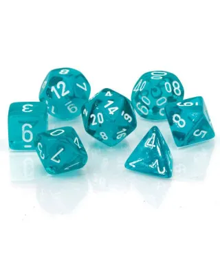 Kockice Chessex - Polyhedral- Translucent - Teal-White (7) 