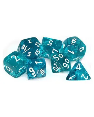 Kockice Chessex - Polyhedral- Translucent - Teal-White (7) 