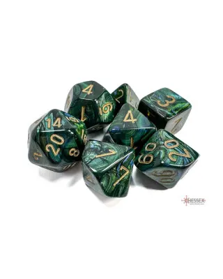 Kockice Chessex - Scarab - Polyhedral - Jade & Gold (7) 