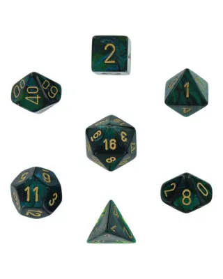 Kockice Chessex - Scarab - Polyhedral - Jade & Gold (7) 