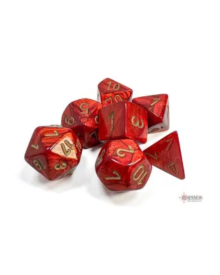 Kockice Chessex - Scarab - Polyhedral - Scarlet & Gold (7) 
