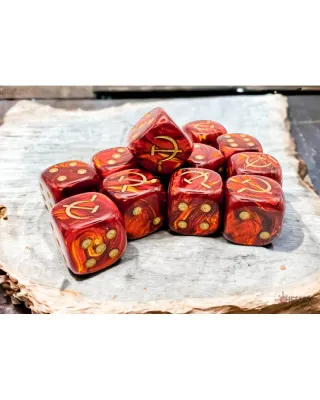 Kockice Chessex - Scarab - Soviet Union War Dice - Scarlet-gold - Dice Block 16mm (12) 