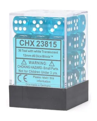 Kockice Chessex - Translucent - Teal & White - Dice Block 12mm (36)