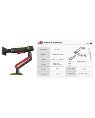 Nosač za monitor - North Bayou L60 - Crni 