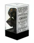Kockice Chessex - Opaque - Polyhedral - Black & Gold (7) 