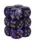 Kockice Chessex - Borealis - Luminary - Royal Purple & Gold - Dice Block12mm (36) 