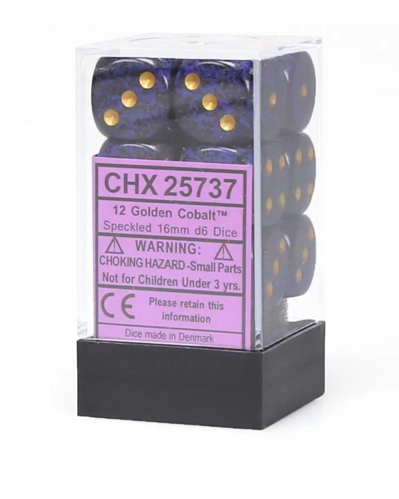 Kockice Chessex - Speckled - Golden Cobalt - Dice Block 16mm (12) 