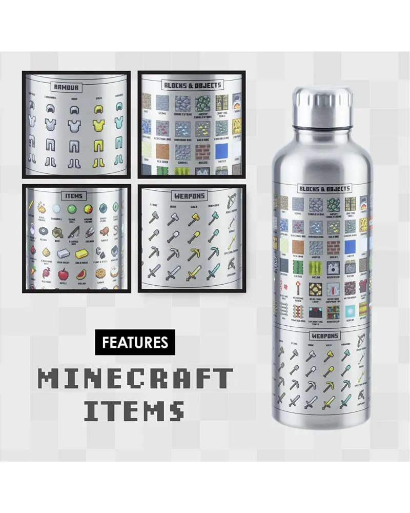 Boca Paladone Minecraft - Metal Water Bottle 