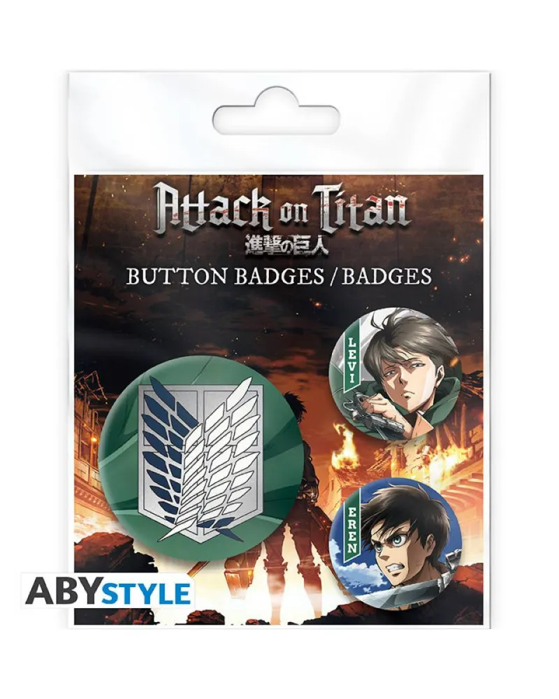 Bedževi AbyStyle - Attack On Titan - Eren & Levi - Badge Pack 