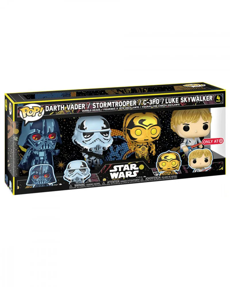 Bobble Figure Star Wars POP! Retro Series - 4-Pack - Darth Vader / Stormtrooper / C-3PO / Luke Skywalker 