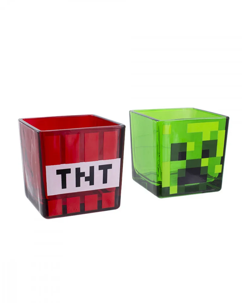 Čaša Paladone 2-Pack Minecraft - Creeper and TNT Glass 