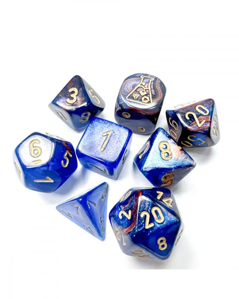 Kockice Chessex - Borealis - Polyhedral - Azurite & Gold (7) 