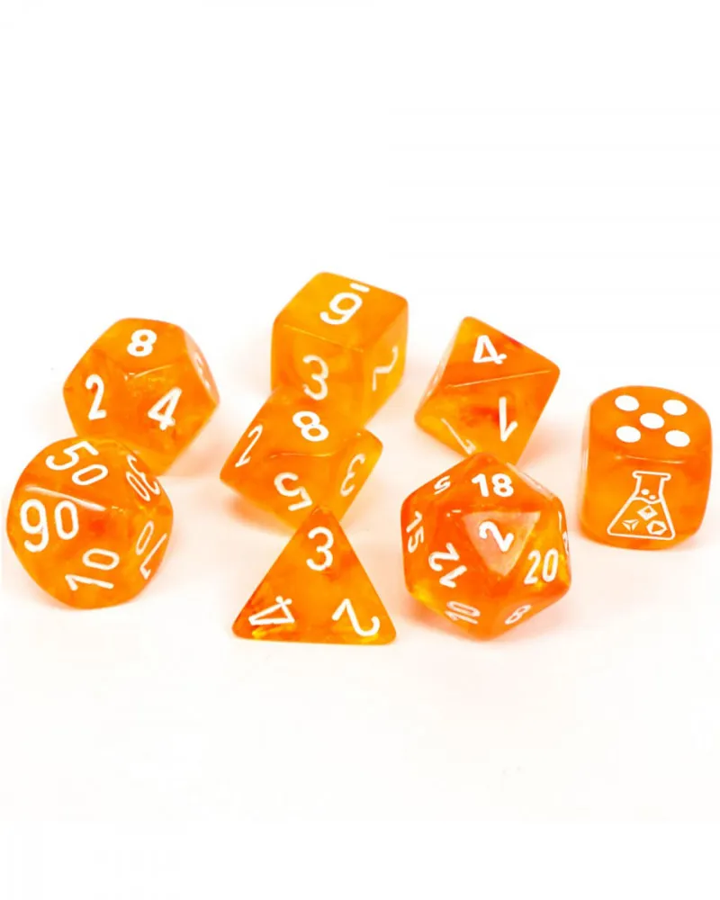 Kockice Chessex - Borealis - Polyhedral - Luminary - Blood Orange & White (7) 