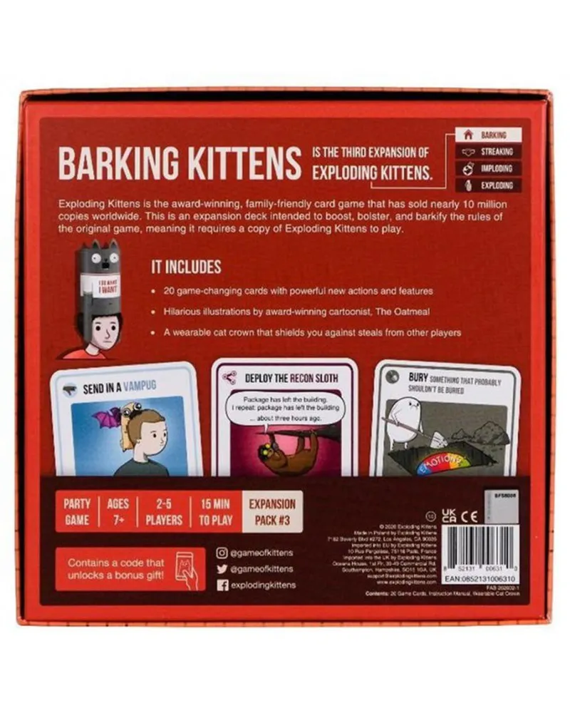 Društvena igra Exploding Kittens 3rd Expansion - Barking Kittens 