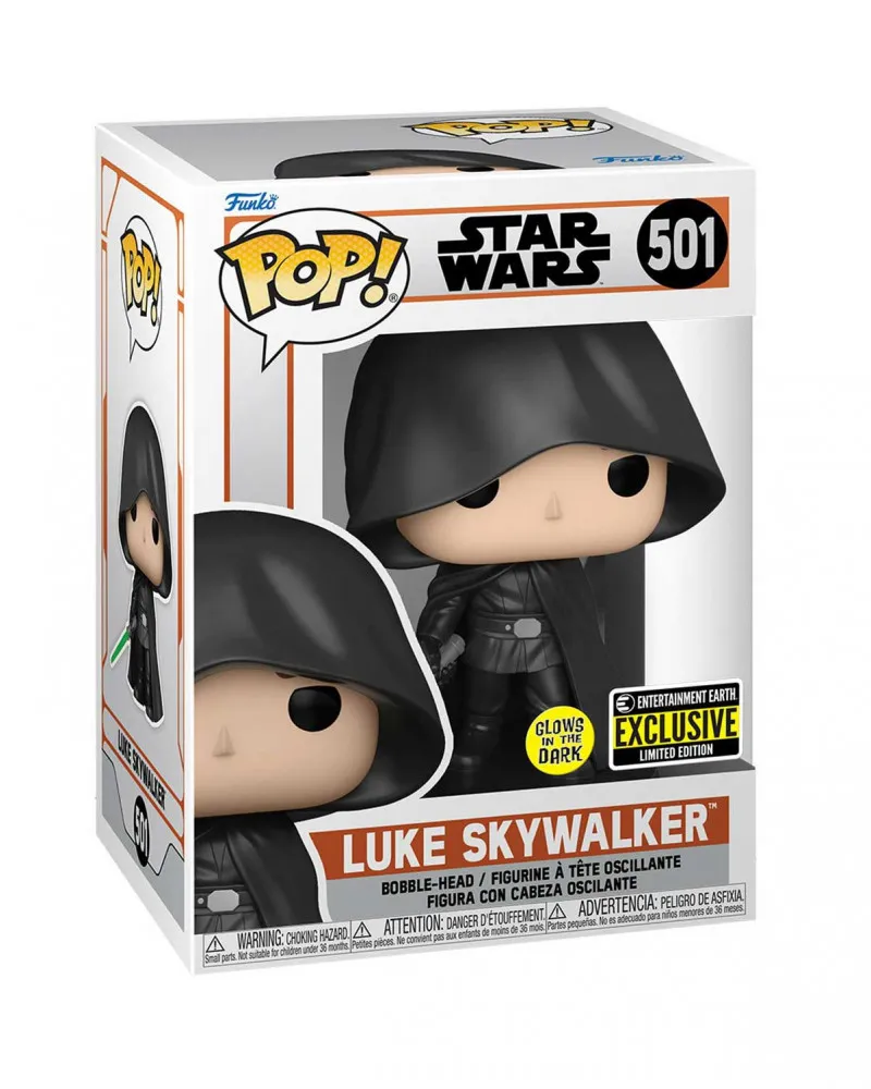 Bobble Figure Star Wars The Mandalorian POP! - Luke Skywalker - Hooded - Glows in the Dark 
