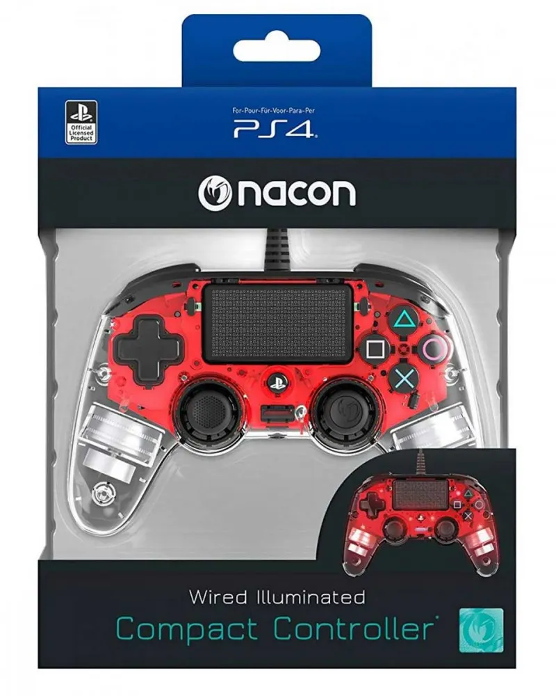 Gamepad Nacon Wired Illuminated Compact Controller - Light Red 