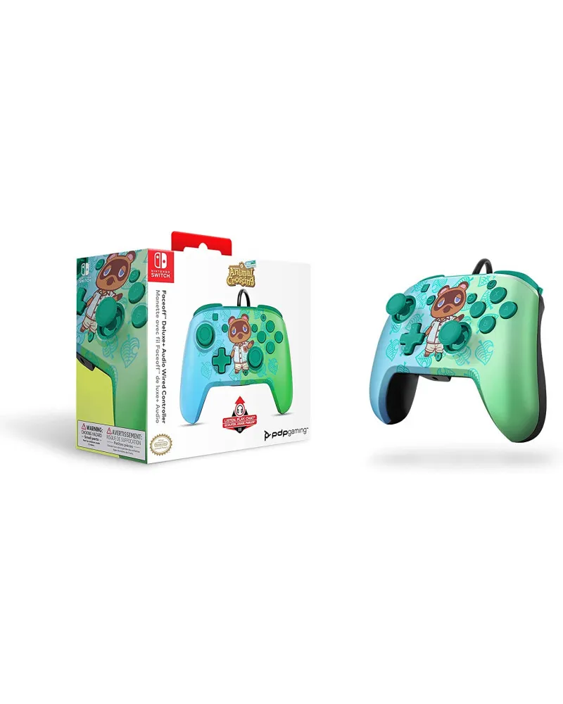 Gamepad PDP Faceoff Deluxe Controller + Audio - Animal Crossing 