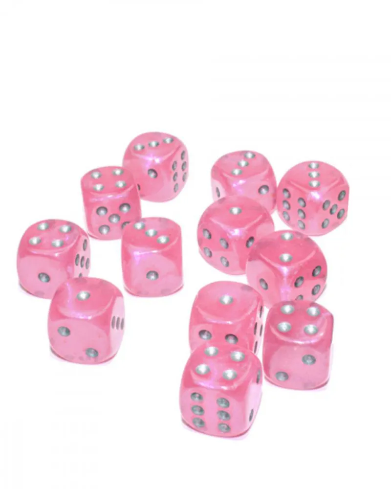 Kockice Chessex - Borealis - Luminary - Pink & Silver - Dice Block (12) 