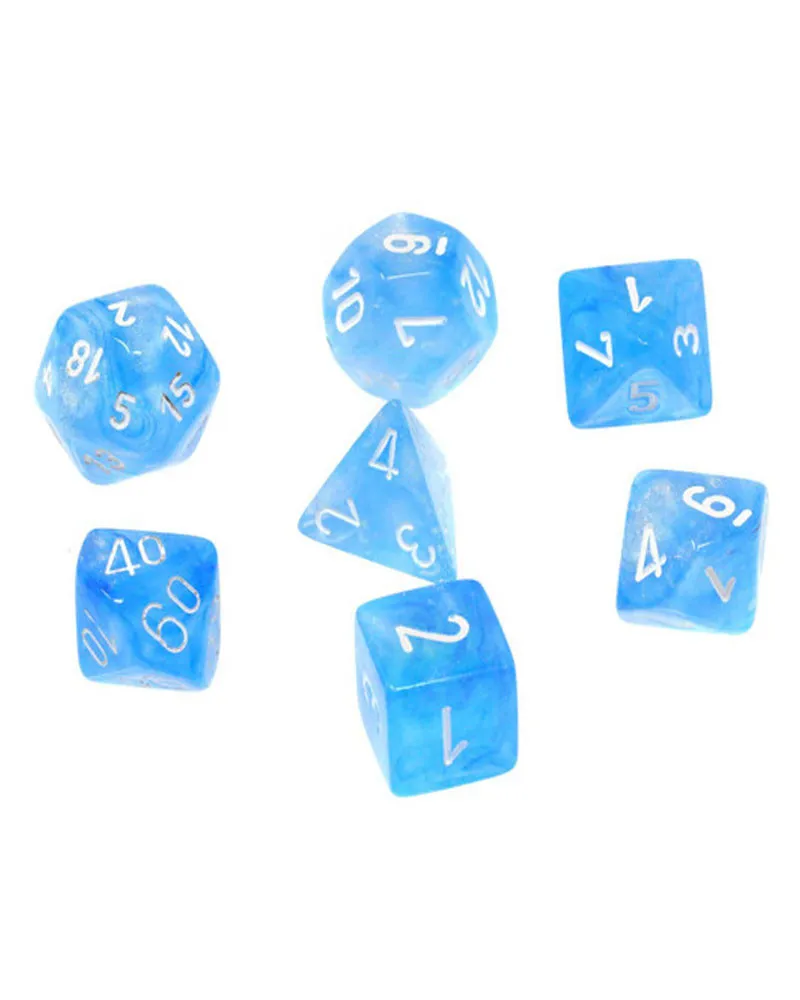 Kockice Chessex - Borealis - Polyhedral - Sky Blue & White (7) 