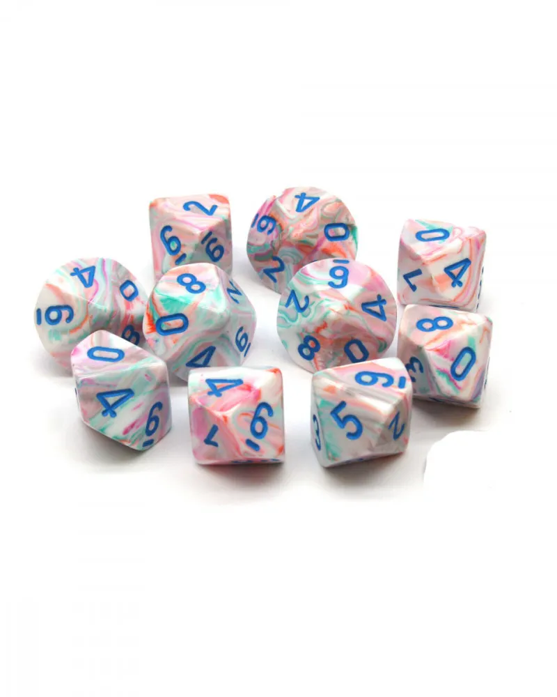 Kockice Chessex - Festive - Pop Art & Blue - Set of Ten d10's 