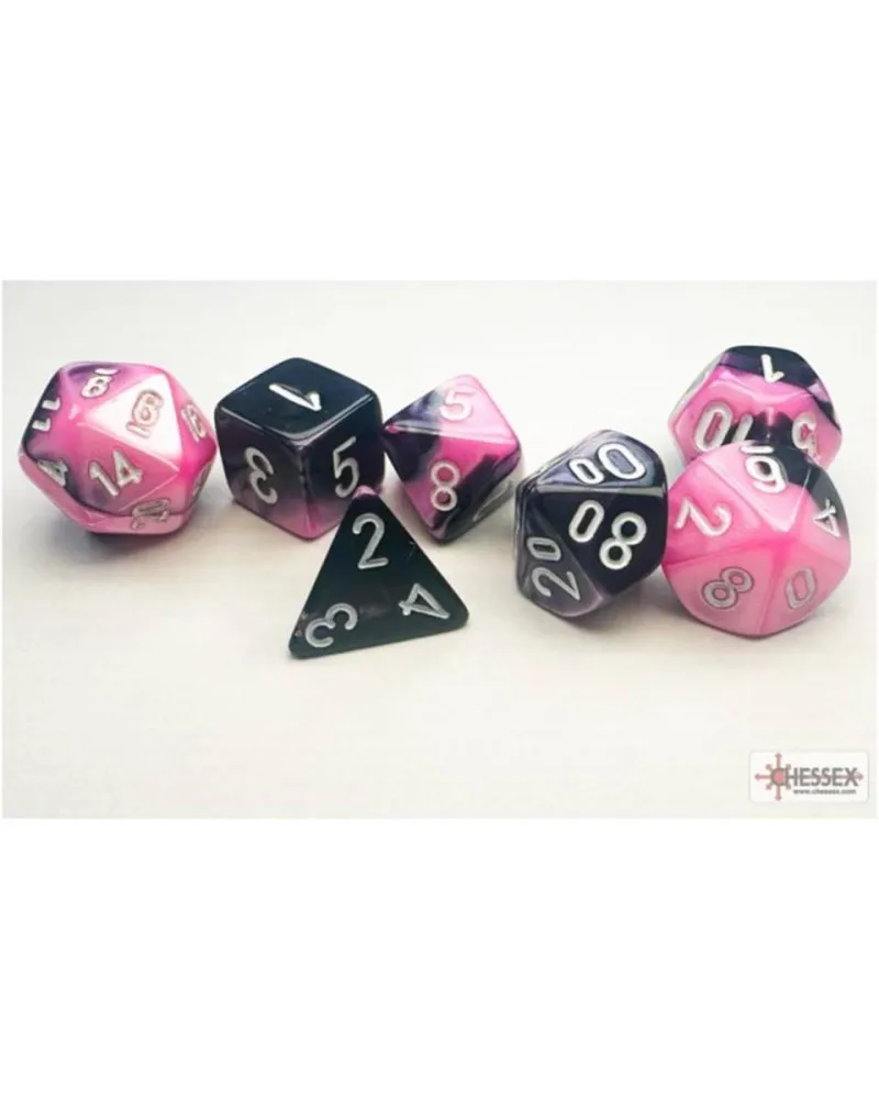 Kockice Chessex - Gemini - Polyhedral Mini - Black-Pink  & White 16mm (7) 