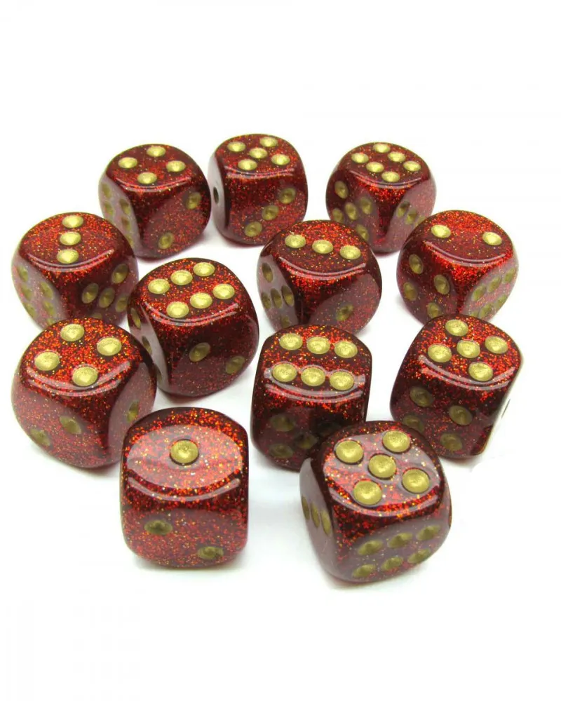 Kockice Chessex - Glitter - Polyhedral - Ruby & Gold 16mm (12) 