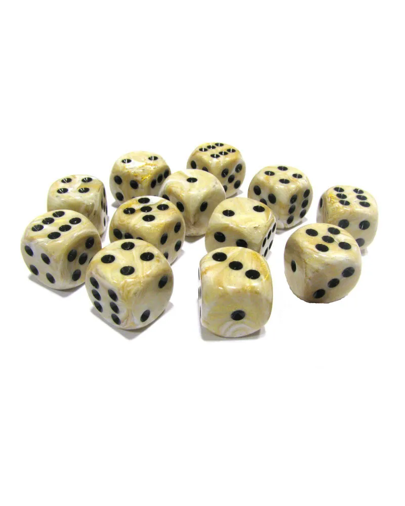 Kockice Chessex - Marble - Ivory & Black - Dice Block 16mm (12) 