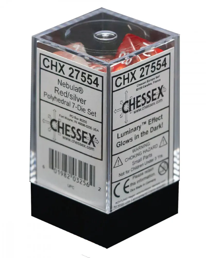 Kockice Chessex - Nebula - Luminary - Red & Silver (7) 