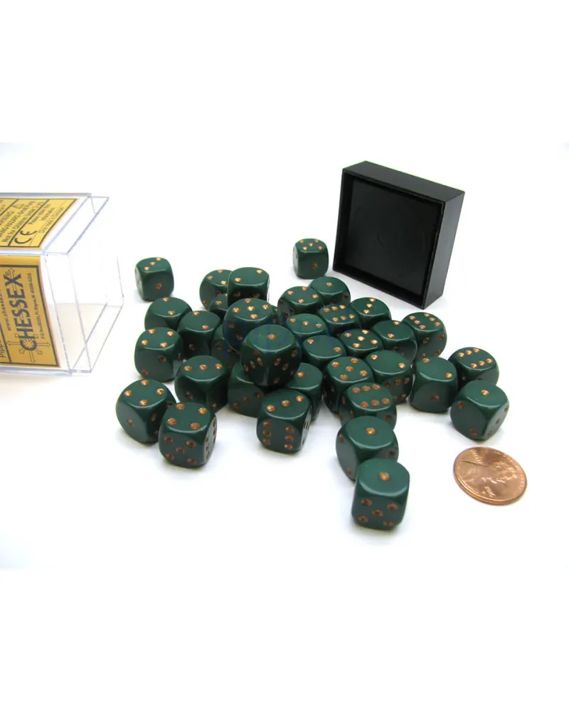 Kockice Chessex - Opaque - Dusty Green & Copper - Dice Block (36) 12mm 