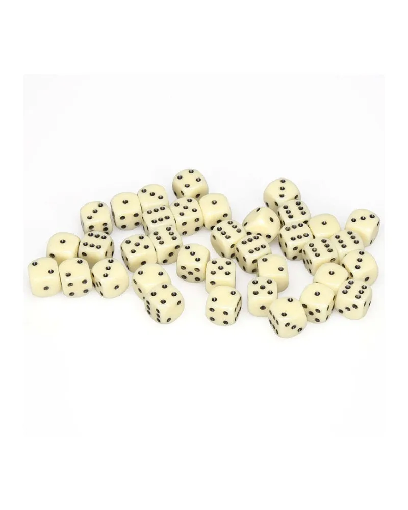 Kockice Chessex - Opaque - Ivory & Black - Dice Block (36) 12mm 